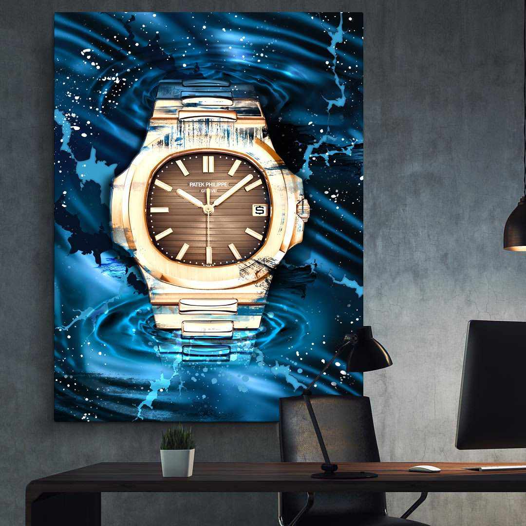 Patek Philippe Art Nautilus Gold Watch Poster Canvas Print Watch Art-PATEK POWER-DEVICI
