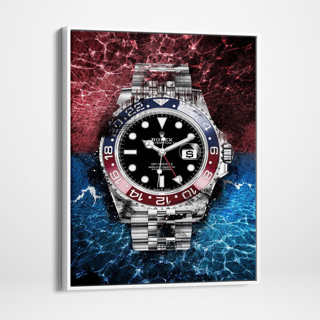Rolex Art GMT Master II BLRO Pepsi Watch Poster Canvas Print Watch Art-THE PEPSI-DEVICI