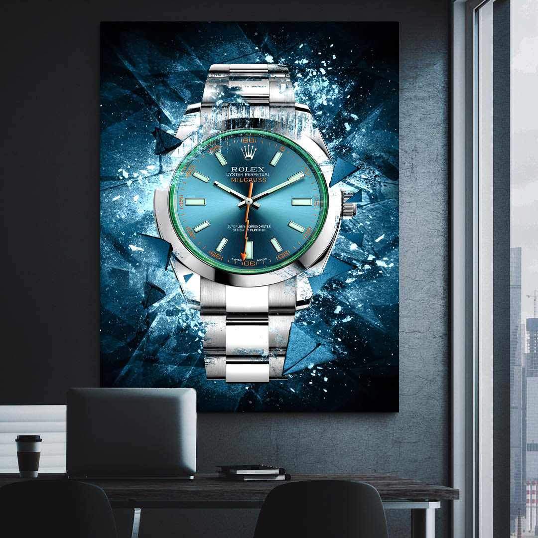 Rolex Art Milgauss Z-Blue Edition Watch Poster Canvas Print Watch Art-MILGAUSS MAYHEM-DEVICI