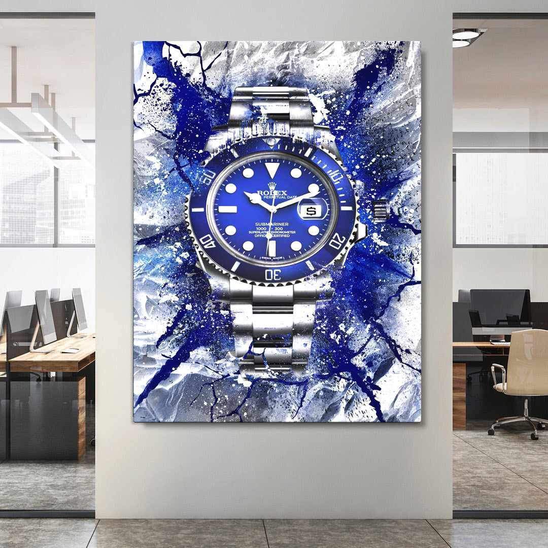 Rolex Art Submariner Blue Dial Watch Poster Canvas Print Watch Art-THE MARINER-DEVICI