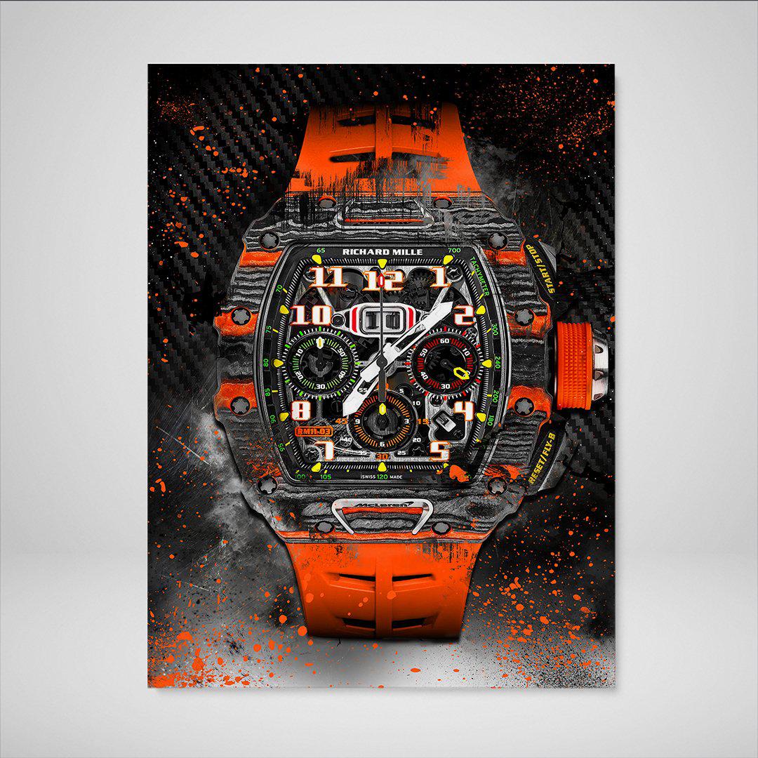 Richard Mille 11-03 McLaren Watch Poster Canvas Print Watch Art-MILLE DE MCLAREN-DEVICI