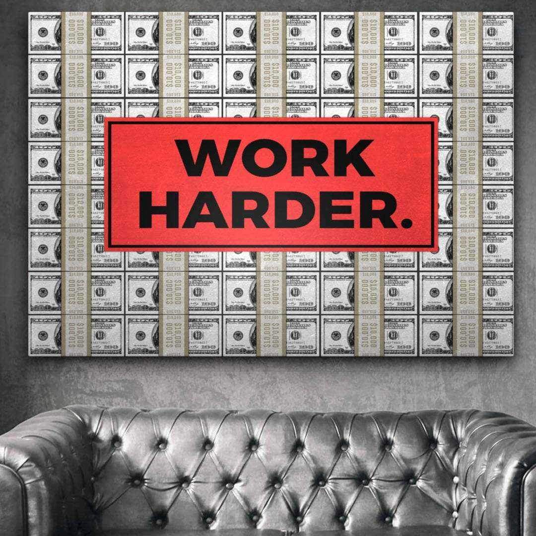 Work Harder Motivational Poster Canvas Print Office Wall Art Decor-WORK HARDER-DEVICI