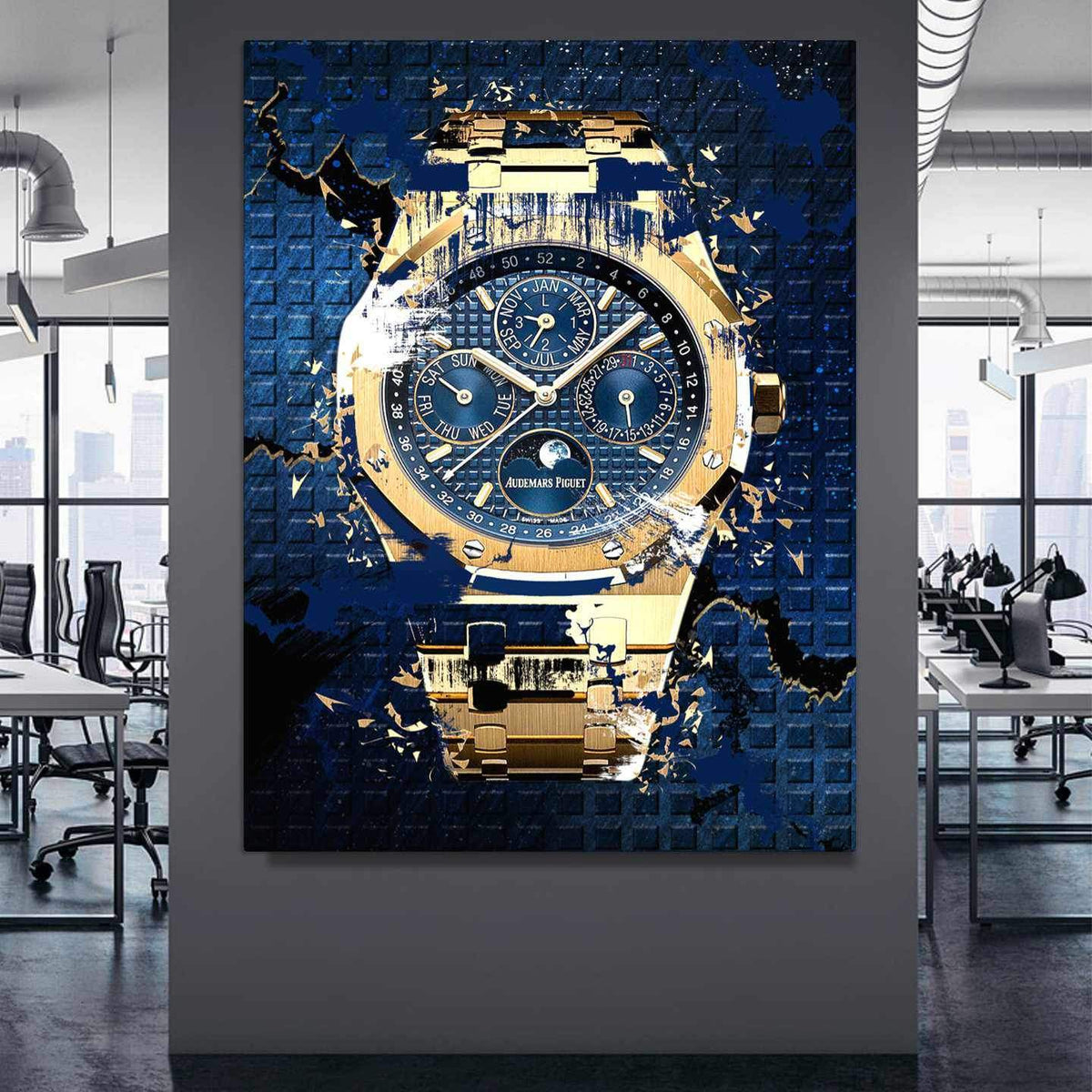 Audemars Piguet Royal Oak Chronograph Watch Poster Canvas Watch Art-PERPETUAL GOLD-DEVICI