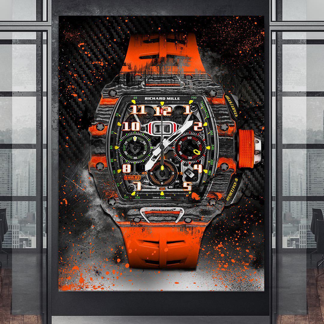 Richard Mille 11-03 McLaren Watch Poster Canvas Print Watch Art-MILLE DE MCLAREN-DEVICI