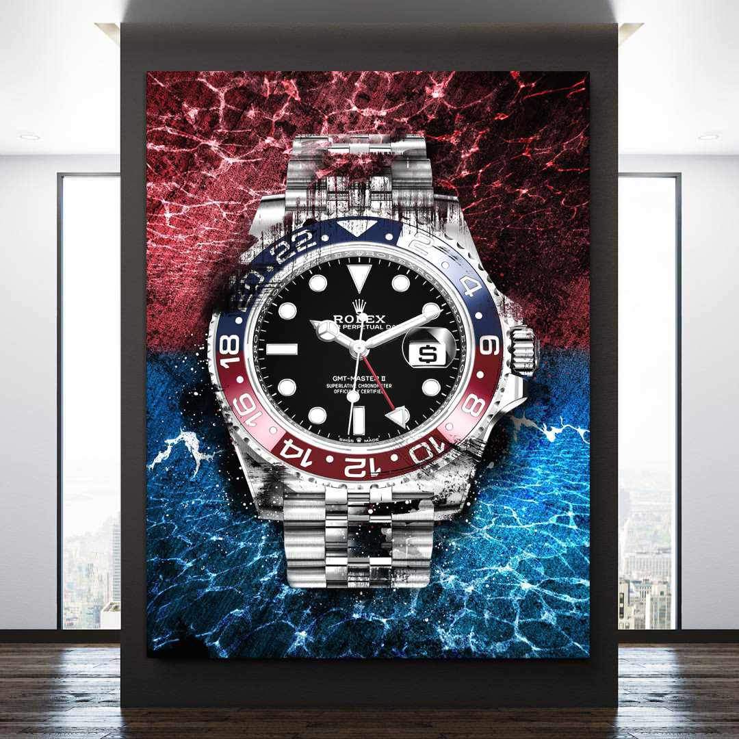 Rolex Art GMT Master II BLRO Pepsi Watch Poster Canvas Print Watch Art-THE PEPSI-DEVICI