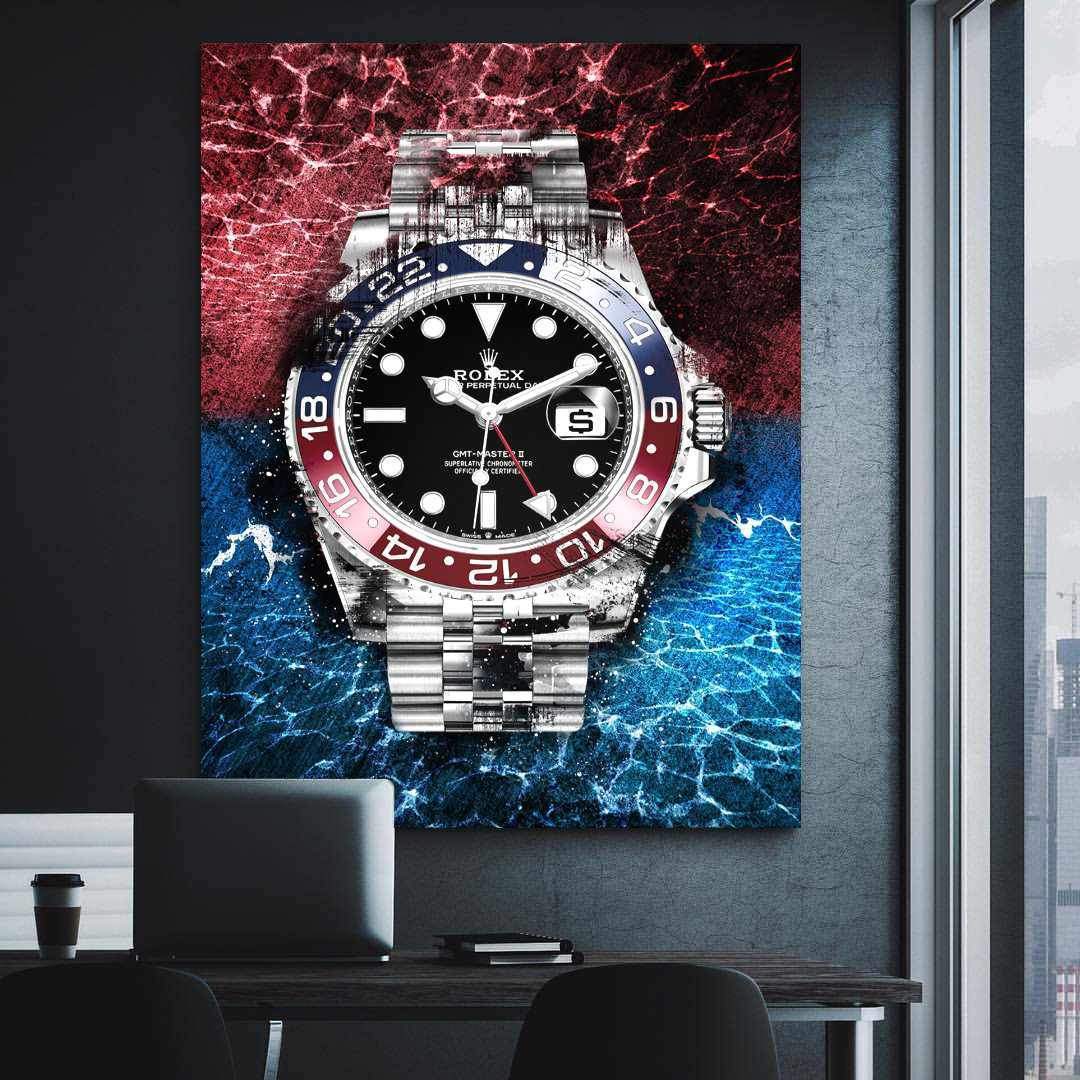 Rolex Art GMT Master II BLRO Pepsi Watch Poster Canvas Print Watch Art-THE PEPSI-DEVICI