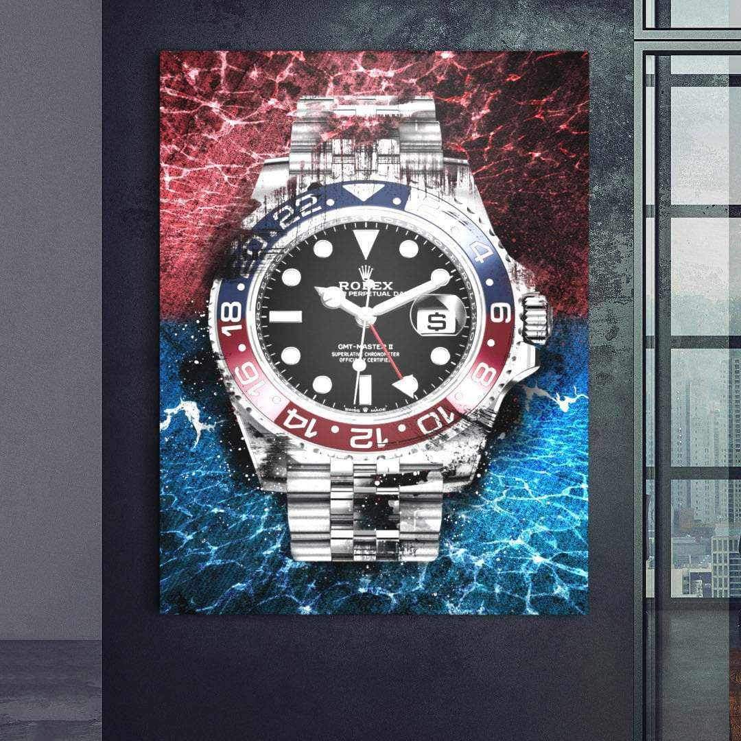 Rolex Art GMT Master II BLRO Pepsi Watch Poster Canvas Print Watch Art-THE PEPSI-DEVICI