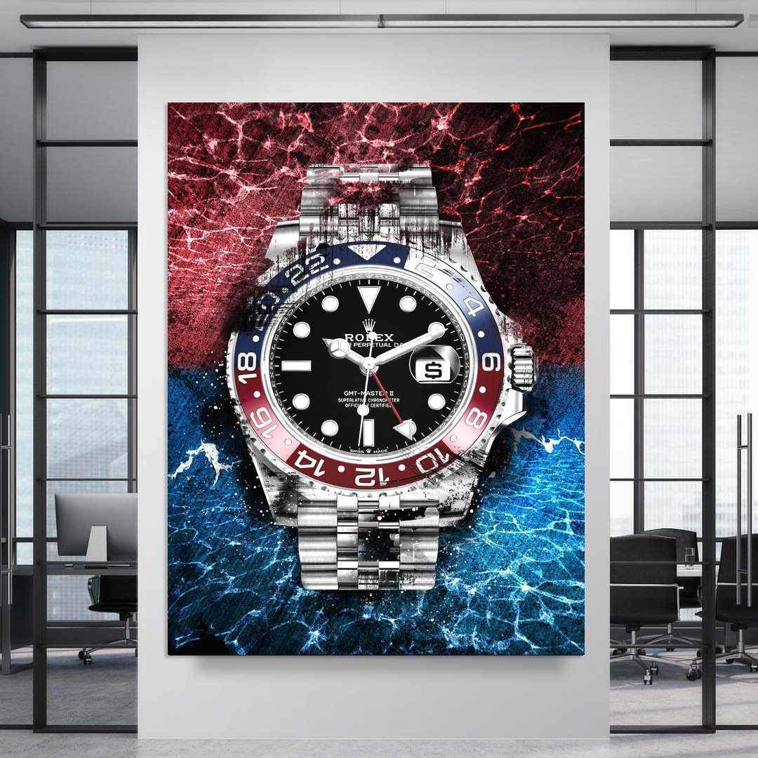 Rolex Art GMT Master II BLRO Pepsi Watch Poster Canvas Print Watch Art-THE PEPSI-DEVICI