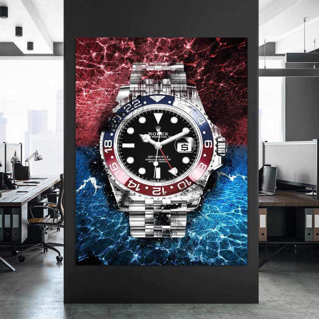 Rolex Art GMT Master II BLRO Pepsi Watch Poster Canvas Print Watch Art-THE PEPSI-DEVICI