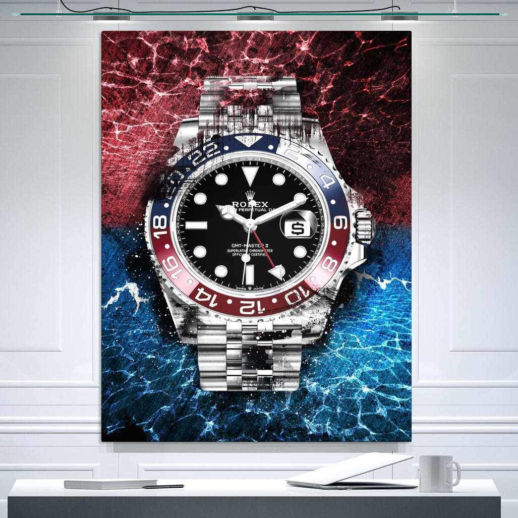 Rolex Art GMT Master II BLRO Pepsi Watch Poster Canvas Print Watch Art-THE PEPSI-DEVICI