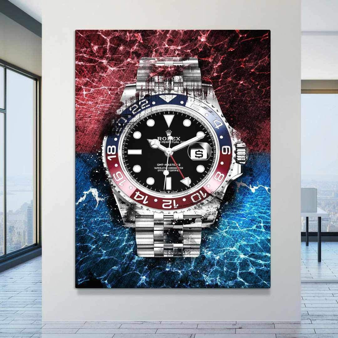 Rolex Art GMT Master II BLRO Pepsi Watch Poster Canvas Print Watch Art-THE PEPSI-DEVICI