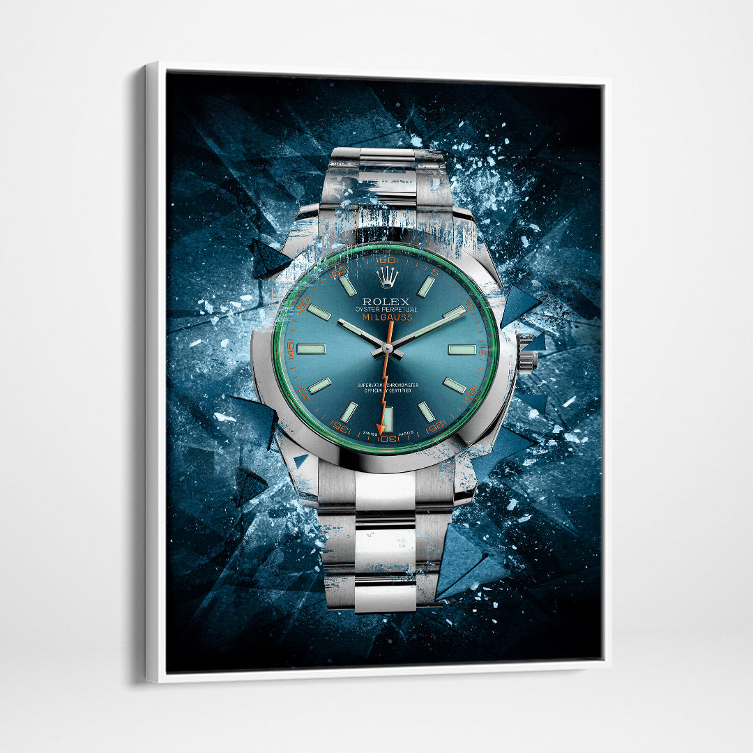 Rolex Art Milgauss Z-Blue Edition Watch Poster Canvas Print Watch Art-MILGAUSS MAYHEM-DEVICI