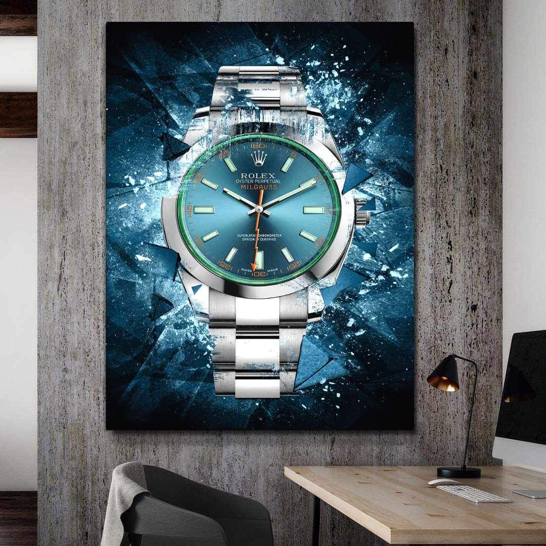 Rolex Art Milgauss Z-Blue Edition Watch Poster Canvas Print