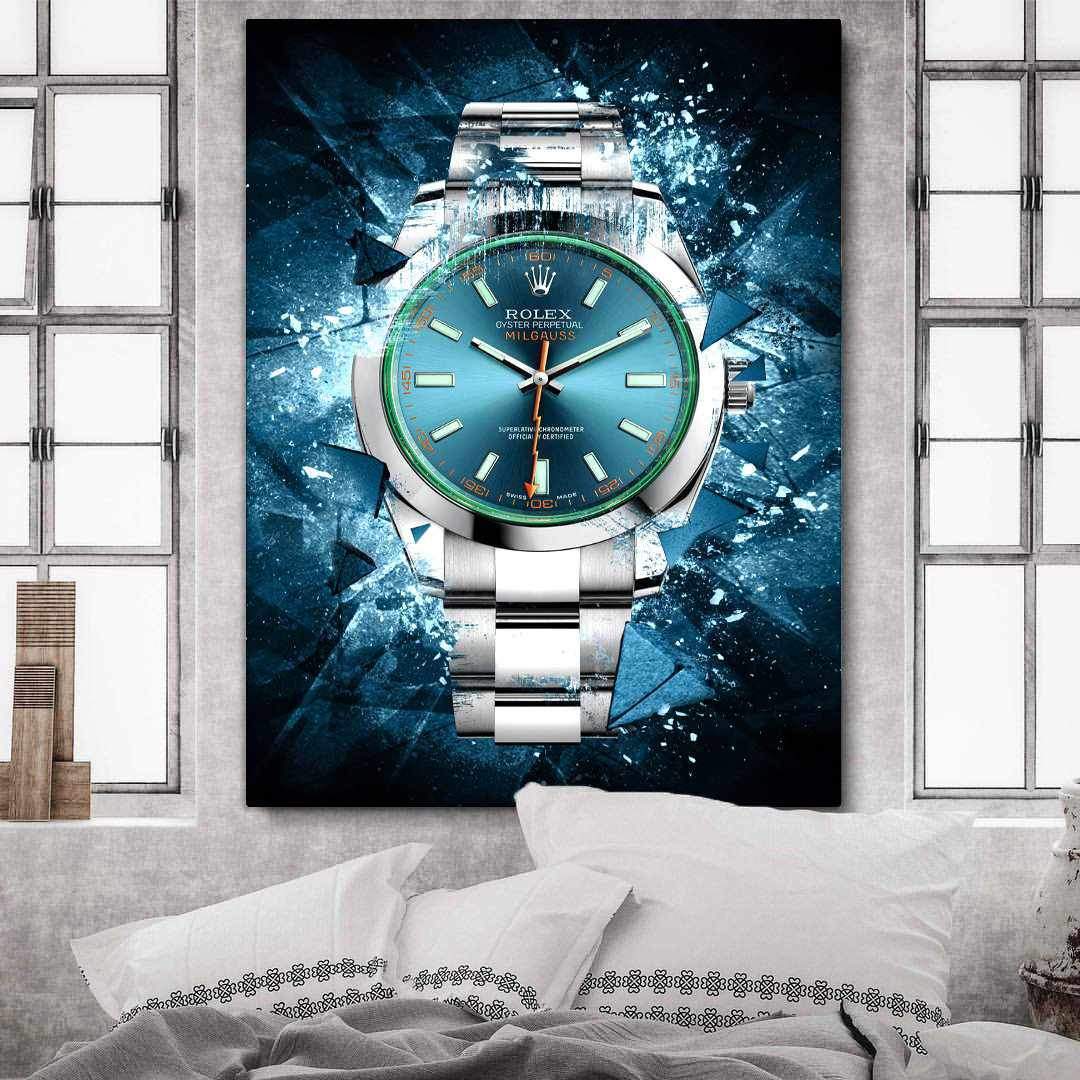 Rolex Art Milgauss Z-Blue Edition Watch Poster Canvas Print Watch Art-MILGAUSS MAYHEM-DEVICI