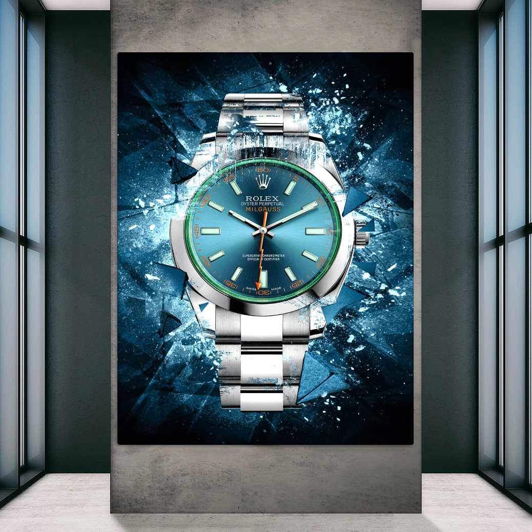 Rolex Art Milgauss Z-Blue Edition Watch Poster Canvas Print Watch Art-MILGAUSS MAYHEM-DEVICI