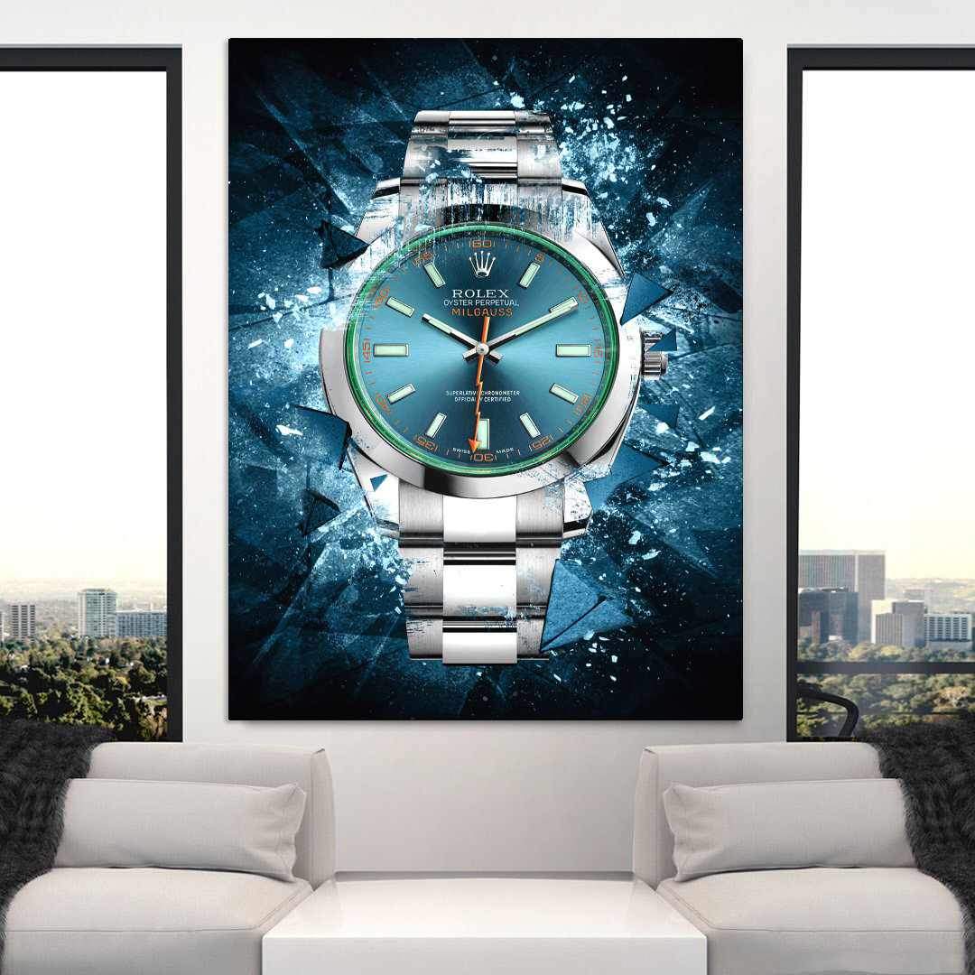 Rolex Art Milgauss Z-Blue Edition Watch Poster Canvas Print Watch Art-MILGAUSS MAYHEM-DEVICI