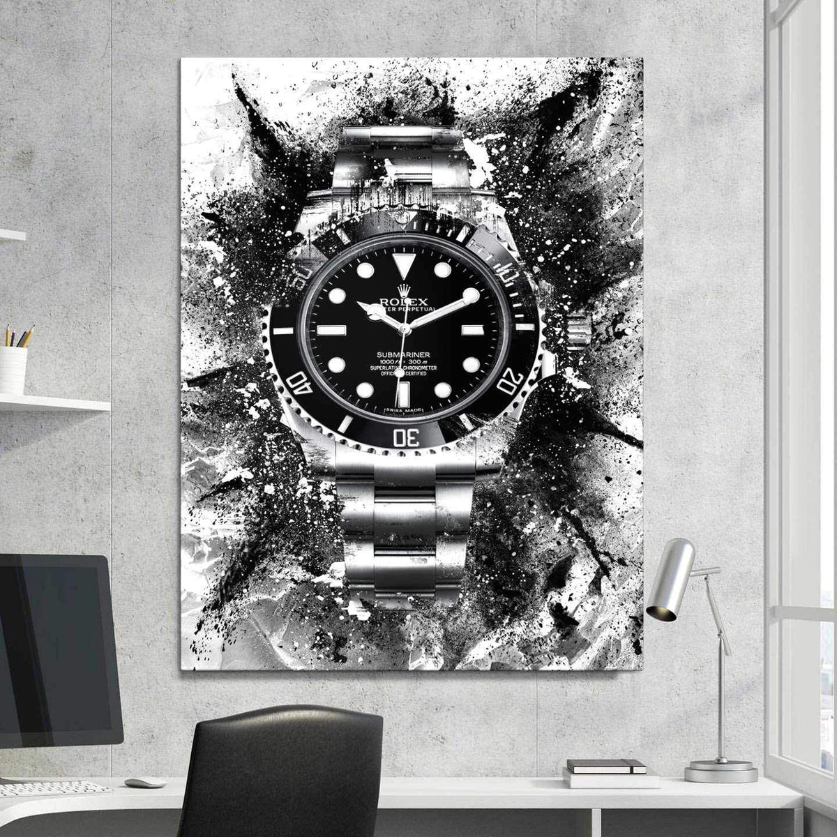 Rolex Art Submariner Black Dial Watch Poster Canvas Print Watch Art-THE ICON-DEVICI