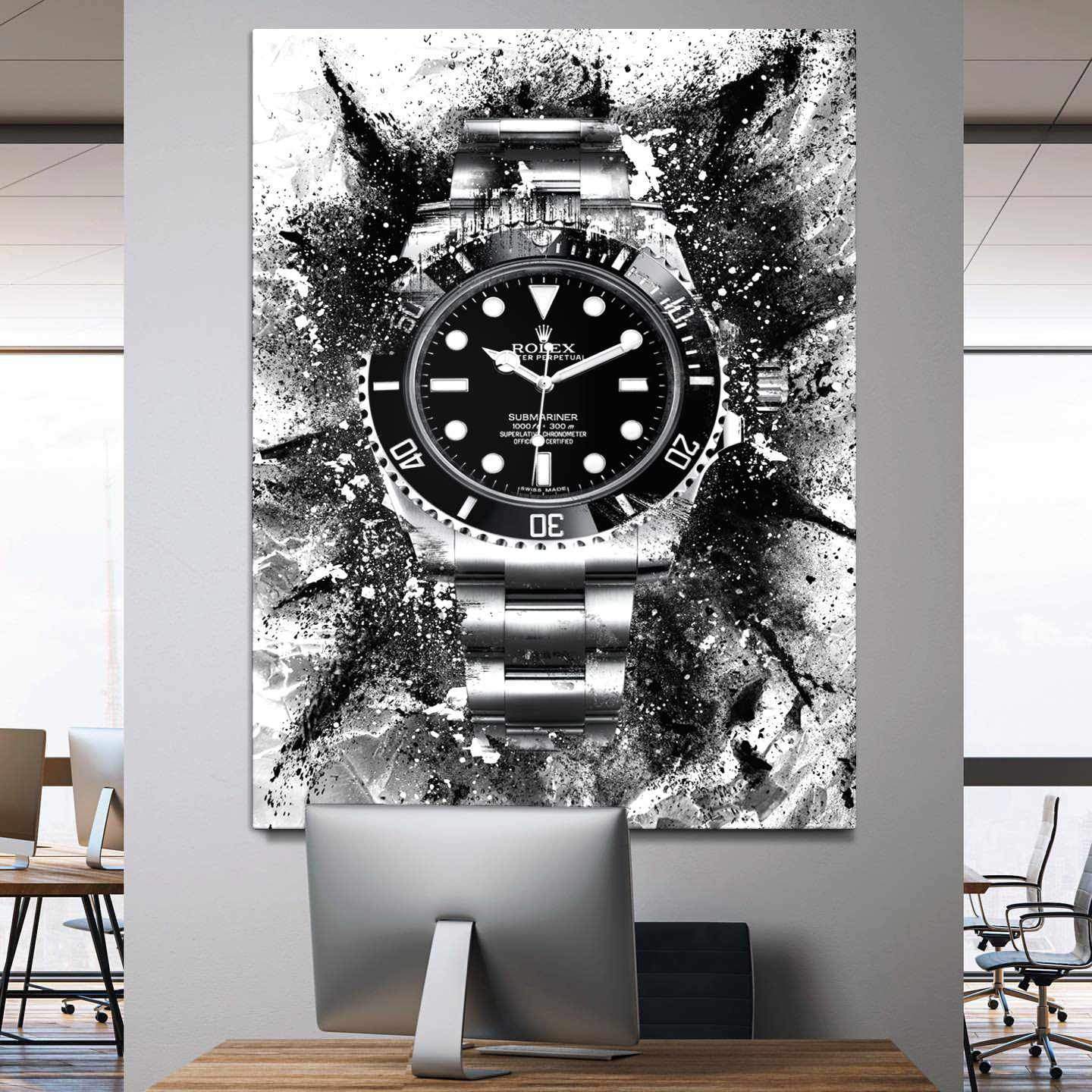 Rolex Art Submariner Black Dial Watch Poster Canvas Print Watch Art-THE ICON-DEVICI