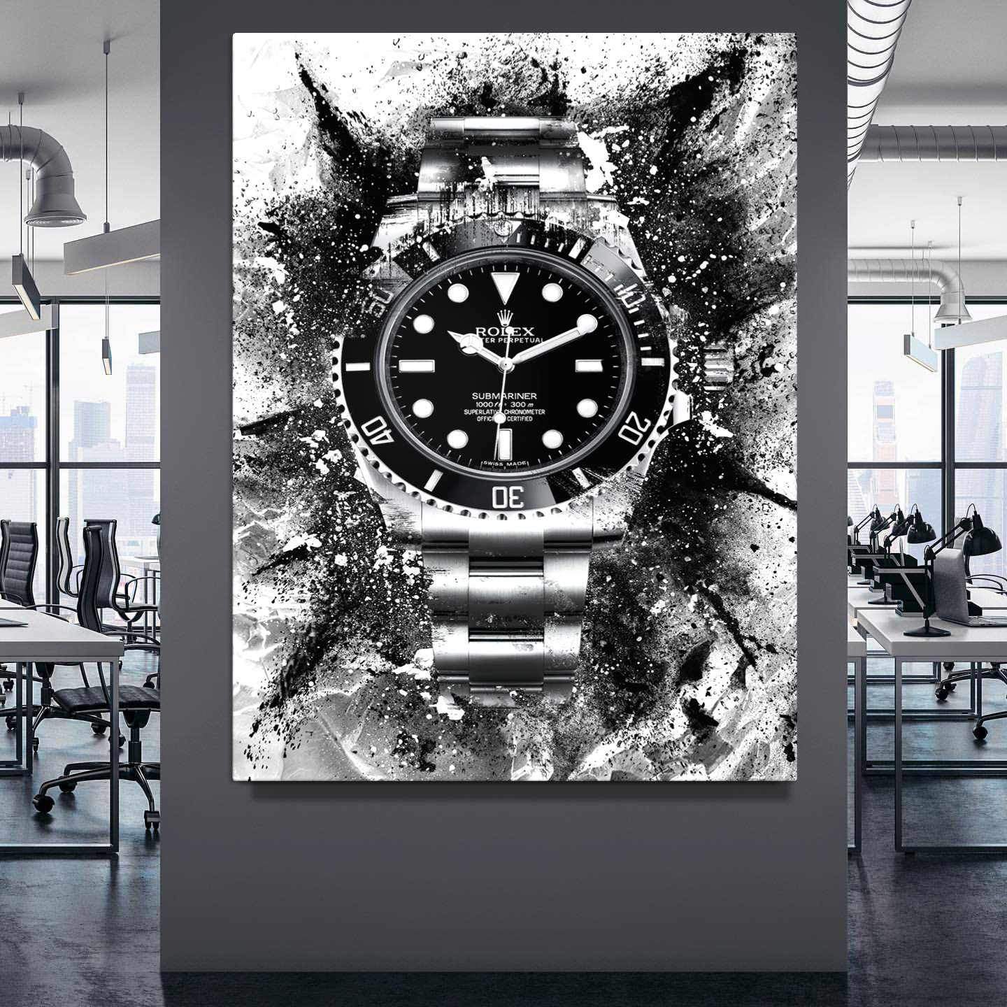 Rolex Art Submariner Black Dial Watch Poster Canvas Print Watch Art-THE ICON-DEVICI