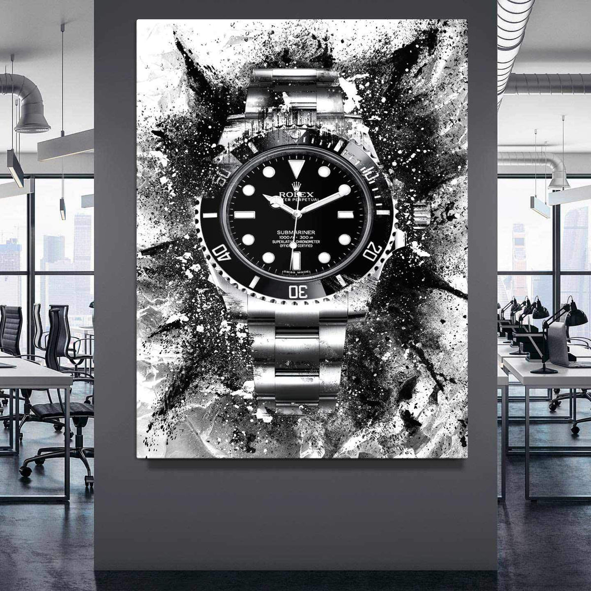 Rolex Art Submariner Black Dial Watch Poster Canvas Print Watch Art-THE ICON-DEVICI