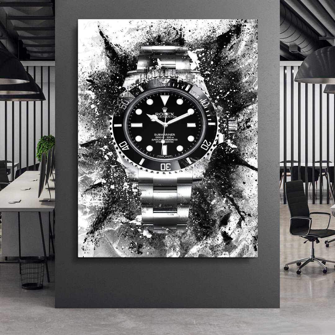 Rolex Art Submariner Black Dial Watch Poster Canvas Print Watch Art-THE ICON-DEVICI