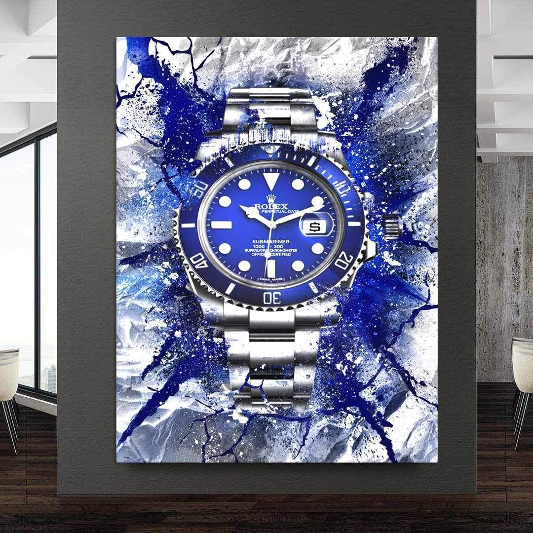 Rolex Art Submariner Blue Dial Watch Poster Canvas Print Watch Art-THE MARINER-DEVICI