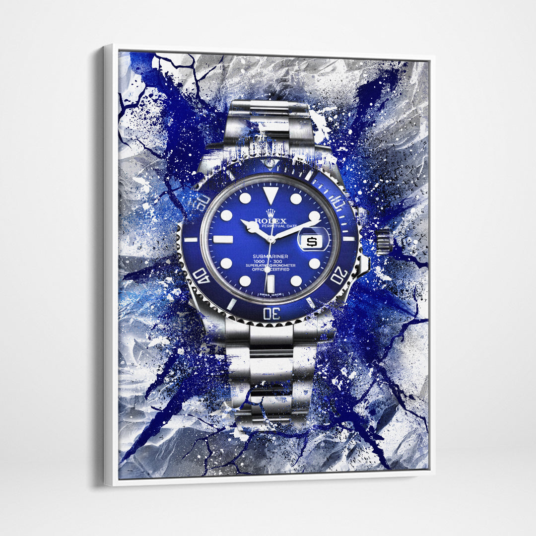 Rolex Art Submariner Blue Dial Watch Poster Canvas Print Watch Art-THE MARINER-DEVICI