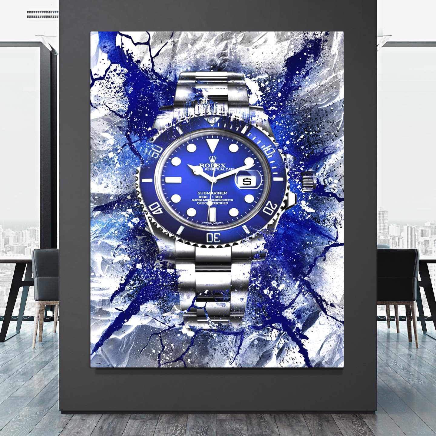 Rolex Art Submariner Blue Dial Watch Poster Canvas Print Watch Art-THE MARINER-DEVICI