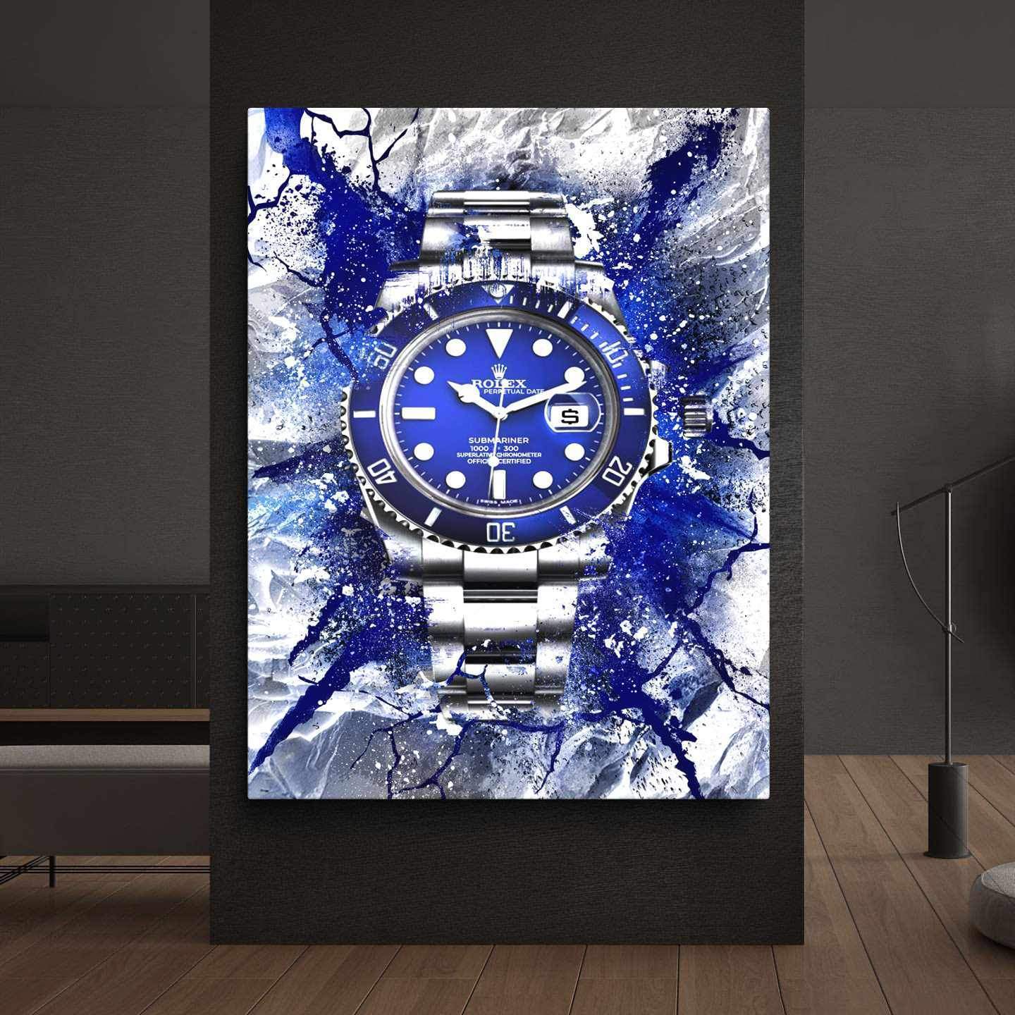 Rolex Art Submariner Blue Dial Watch Poster Canvas Print Watch Art-THE MARINER-DEVICI