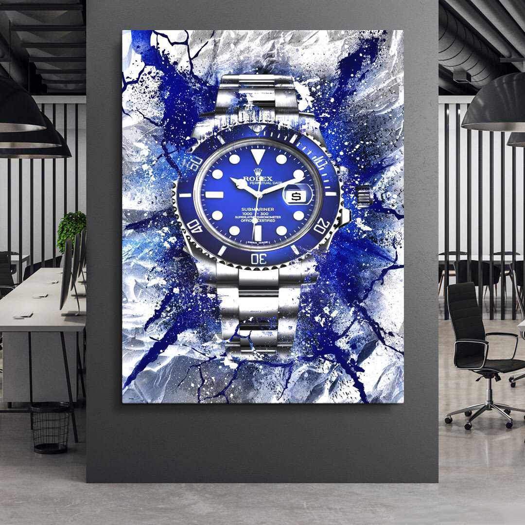 Rolex Art Submariner Blue Dial Watch Poster Canvas Print Watch Art-THE MARINER-DEVICI