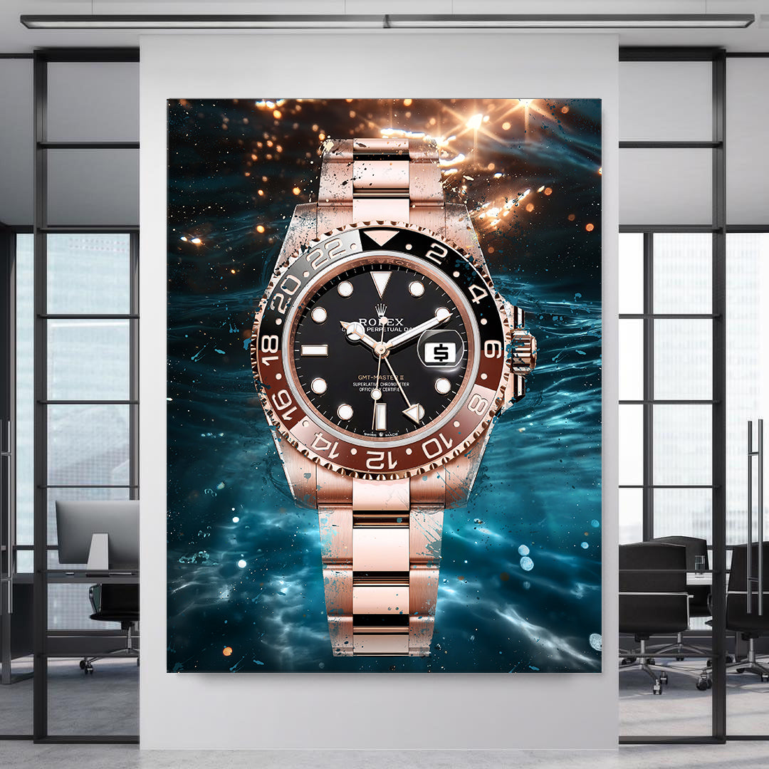 Rolex Rootbeer GMT Master II Canvas Watch Art Poster Print