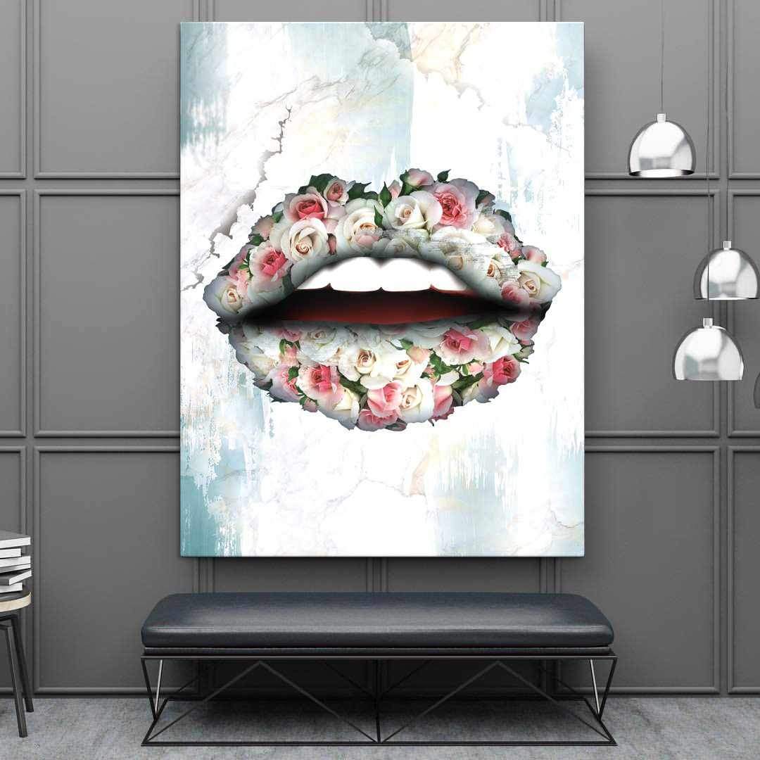 Bouquet Lips Inspirational Modern Wall Art Canvas Poster Print-RÉVOLUTIONNAIRE-DEVICI