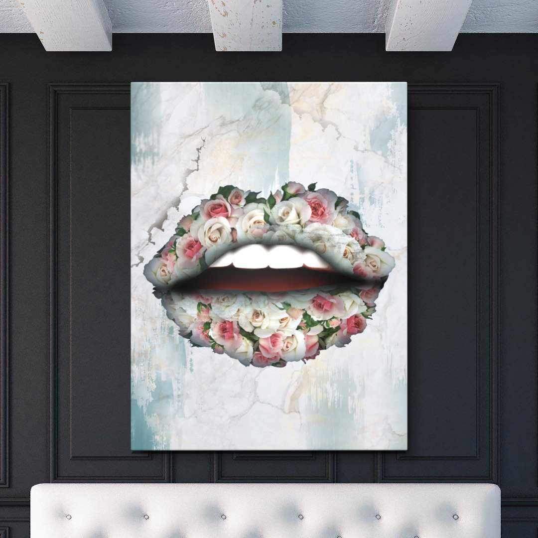 Bouquet Lips Inspirational Modern Wall Art Canvas Poster Print-RÉVOLUTIONNAIRE-DEVICI