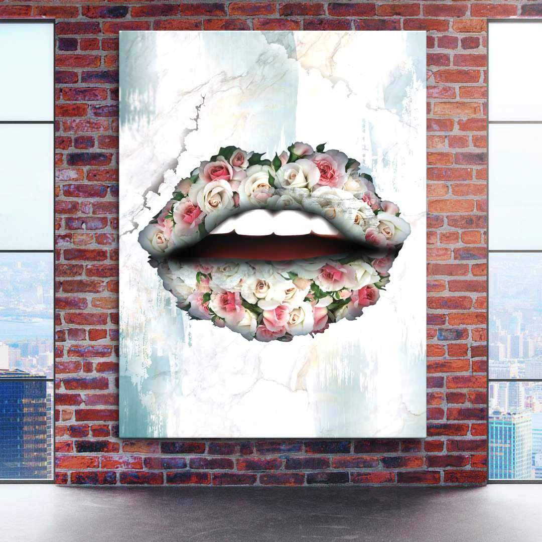 Bouquet Lips Inspirational Modern Wall Art Canvas Poster Print-RÉVOLUTIONNAIRE-DEVICI