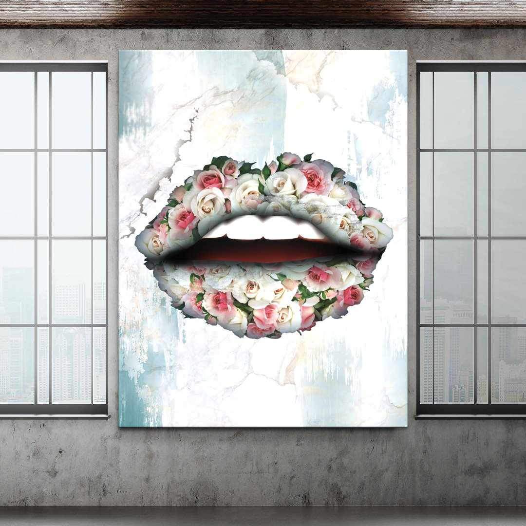 Bouquet Lips Inspirational Modern Wall Art Canvas Poster Print-RÉVOLUTIONNAIRE-DEVICI