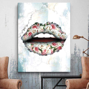 Bouquet Lips Inspirational Modern Wall Art Canvas Poster Print-RÉVOLUTIONNAIRE-DEVICI