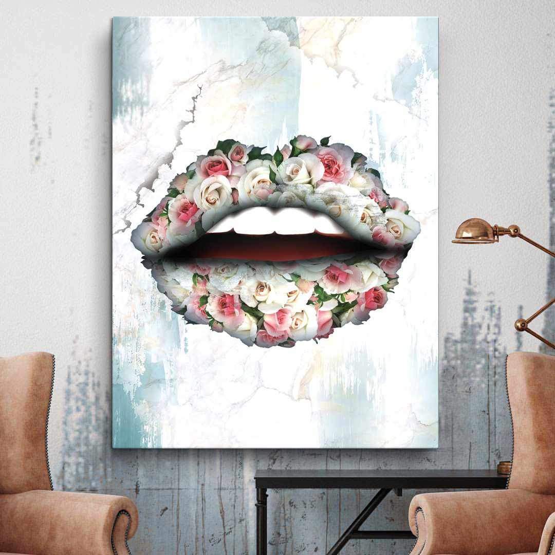 Bouquet Lips Inspirational Modern Wall Art Canvas Poster Print-RÉVOLUTIONNAIRE-DEVICI