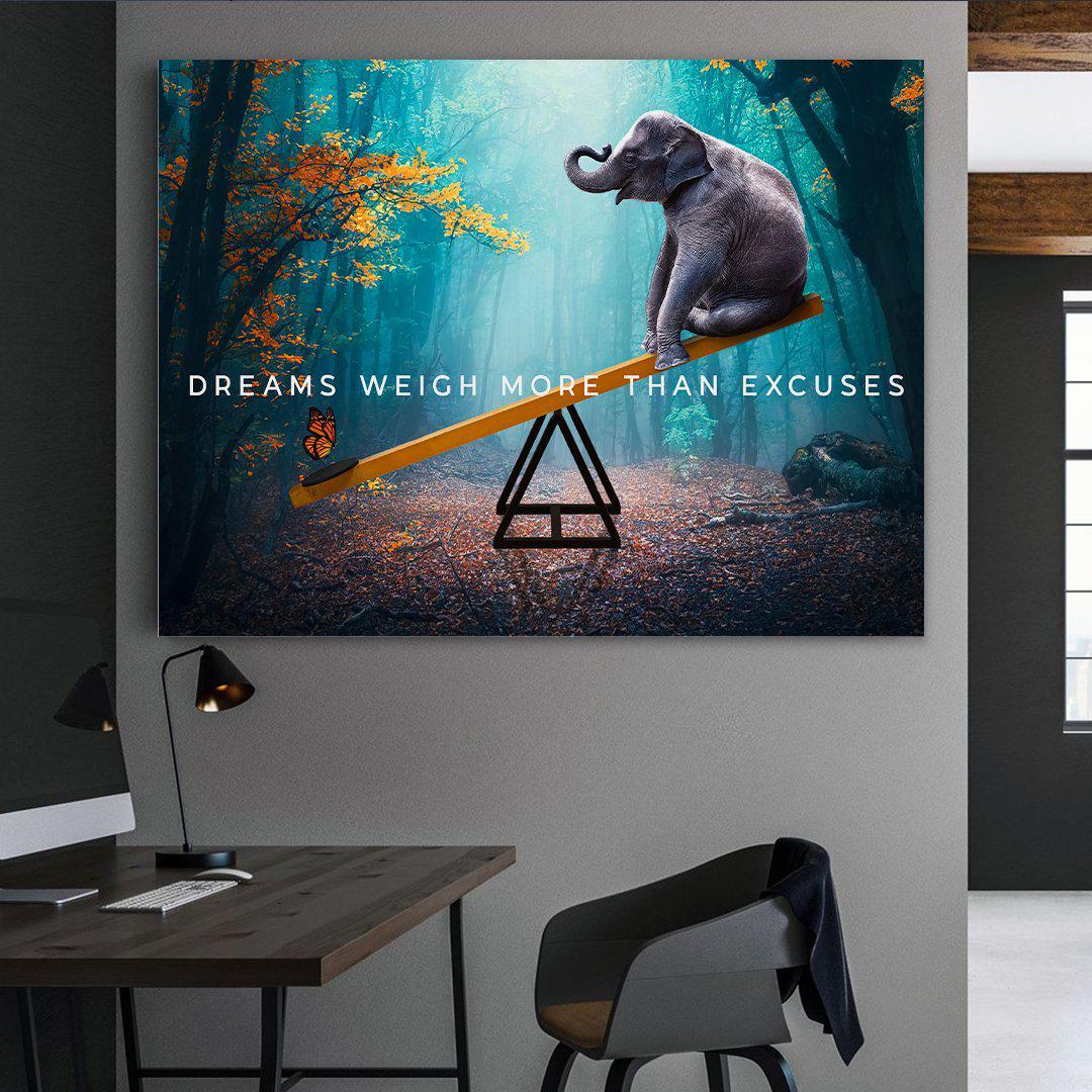 Dreams Weigh More Than Excuses Inspirational Canvas Wall Art-DREAMS WEIGH MORE THAN EXCUSES-DEVICI