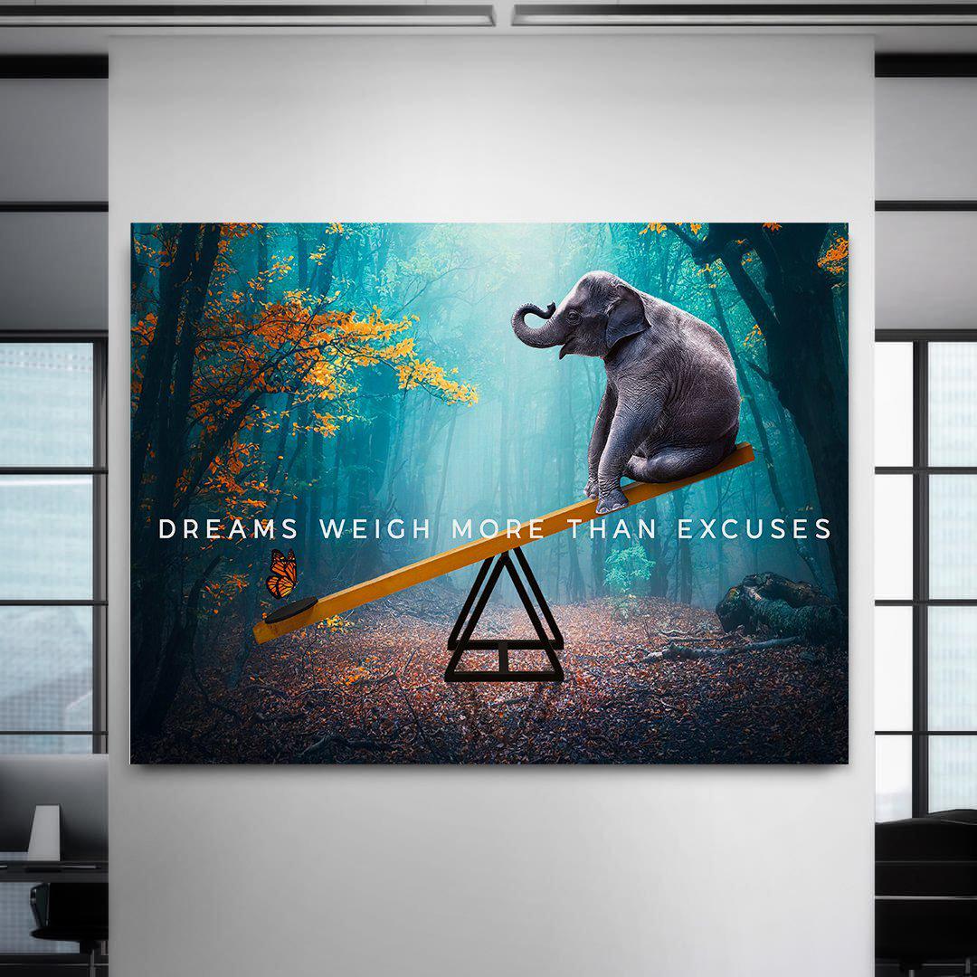 Dreams Weigh More Than Excuses Inspirational Canvas Wall Art-DREAMS WEIGH MORE THAN EXCUSES-DEVICI