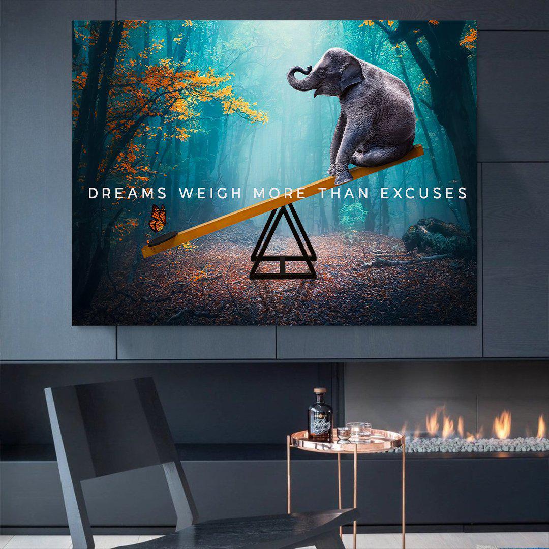 Dreams Weigh More Than Excuses Inspirational Canvas Wall Art-DREAMS WEIGH MORE THAN EXCUSES-DEVICI