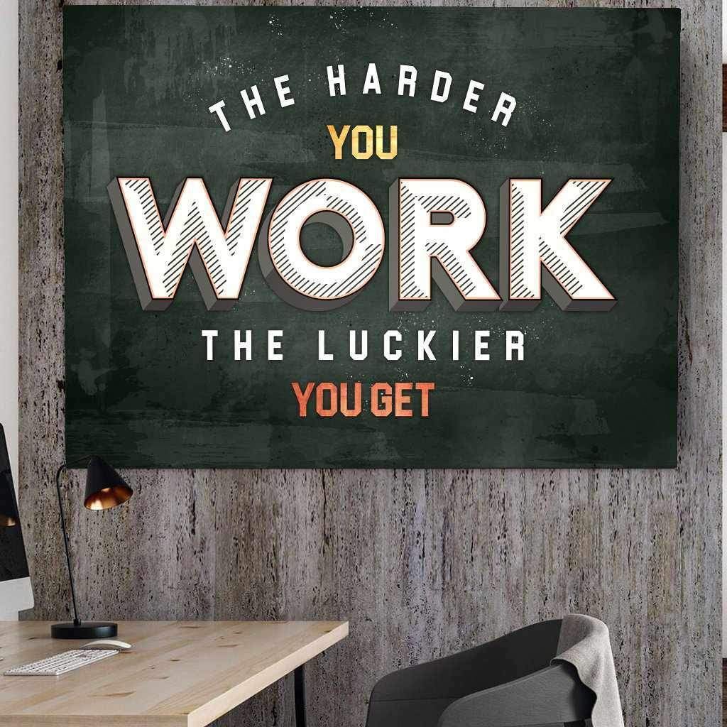 Hard Work Inspirational Wall Art Motivational Poster Canvas Print-HARDER YOU WORK-DEVICI