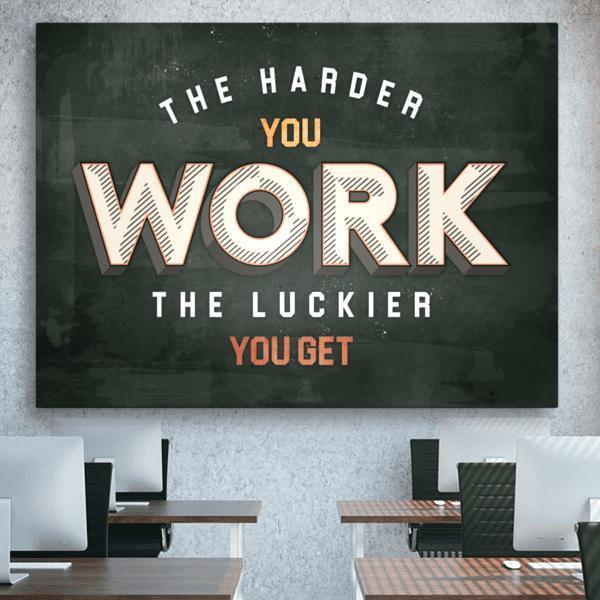 Hard Work Inspirational Wall Art Motivational Poster Canvas Print-HARDER YOU WORK-DEVICI