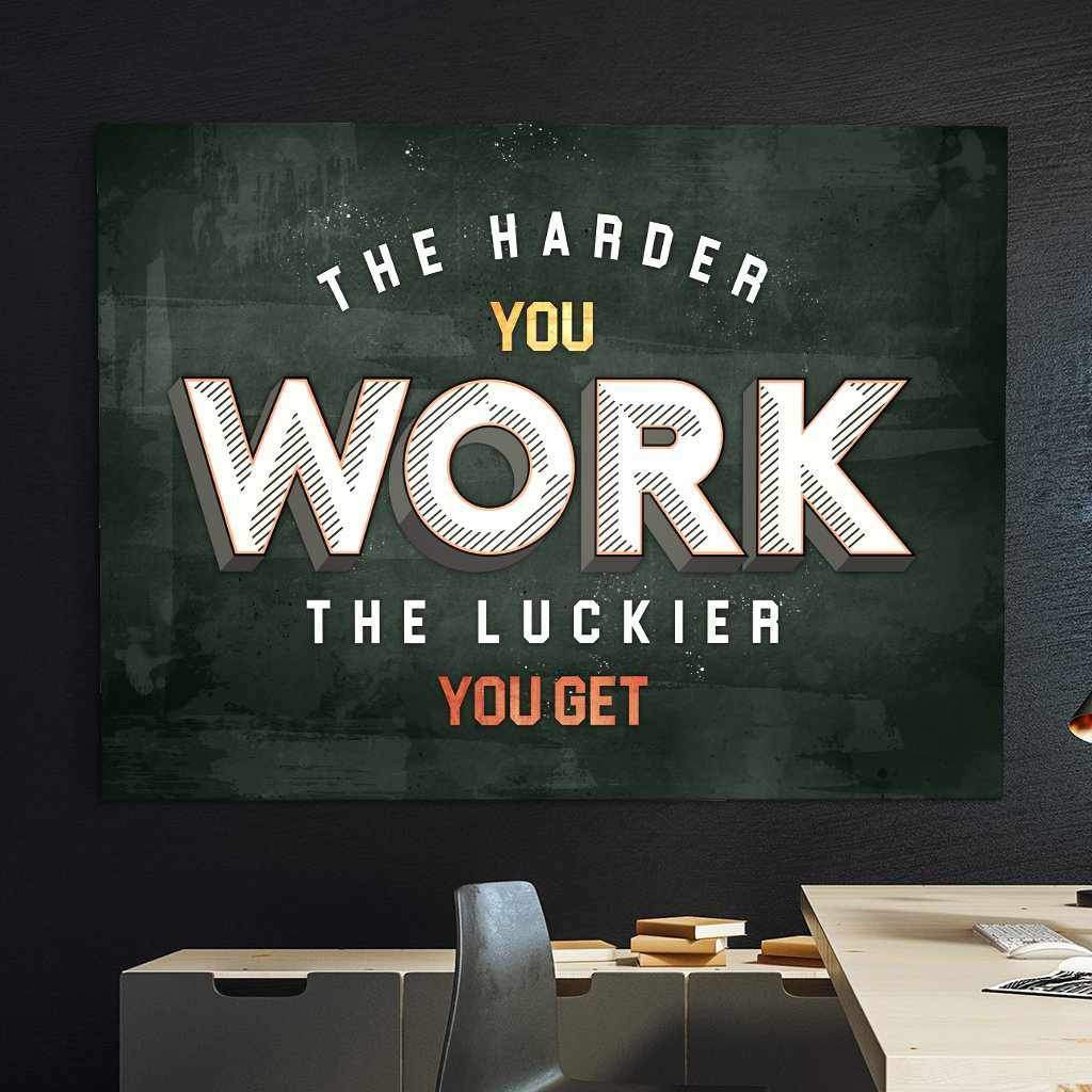 Hard Work Inspirational Wall Art Motivational Poster Canvas Print-HARDER YOU WORK-DEVICI