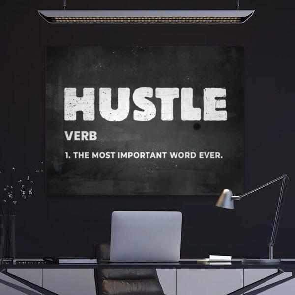 Hustle Motivational Poster Canvas Print Inspirational Office Wall Art-HUSTLE-DEVICI