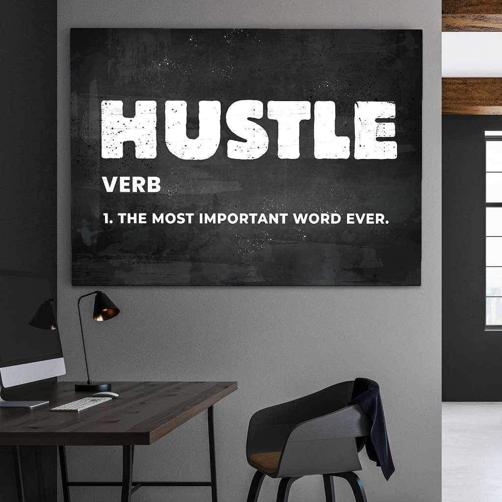 Hustle Motivational Poster Canvas Print Inspirational Office Wall