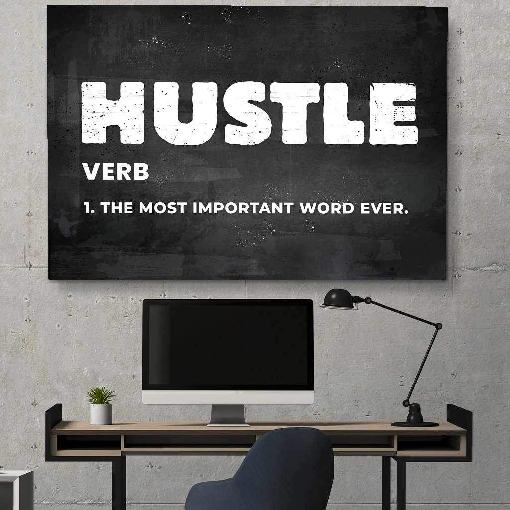 Hustle Motivational Poster Canvas Print Inspirational Office Wall Art-HUSTLE-DEVICI