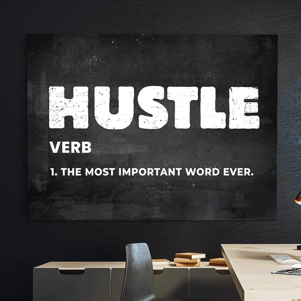 Hustle Motivational Poster Canvas Print Inspirational Office Wall Art-HUSTLE-DEVICI