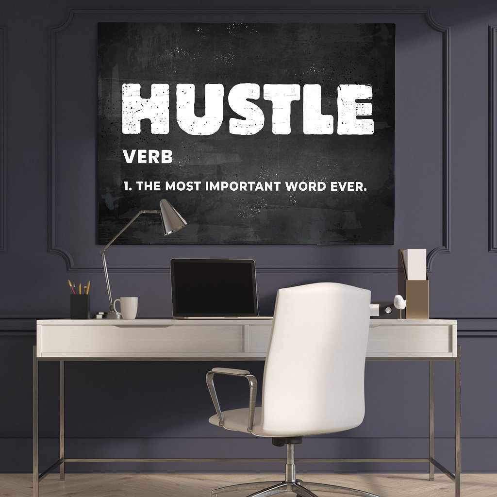 Hustle Motivational Poster Canvas Print Inspirational Office Wall Art -  DEVICI