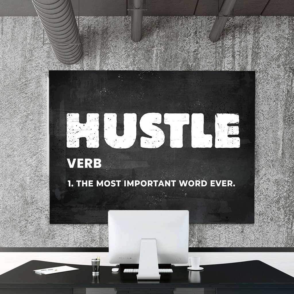 Hustle Motivational Poster Canvas Print Inspirational Office Wall Art-HUSTLE-DEVICI