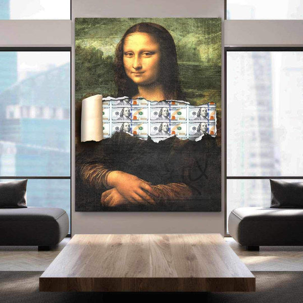 Mona Lisa Money Motivational Poster Canvas Print Modern Wall Art Decor ...